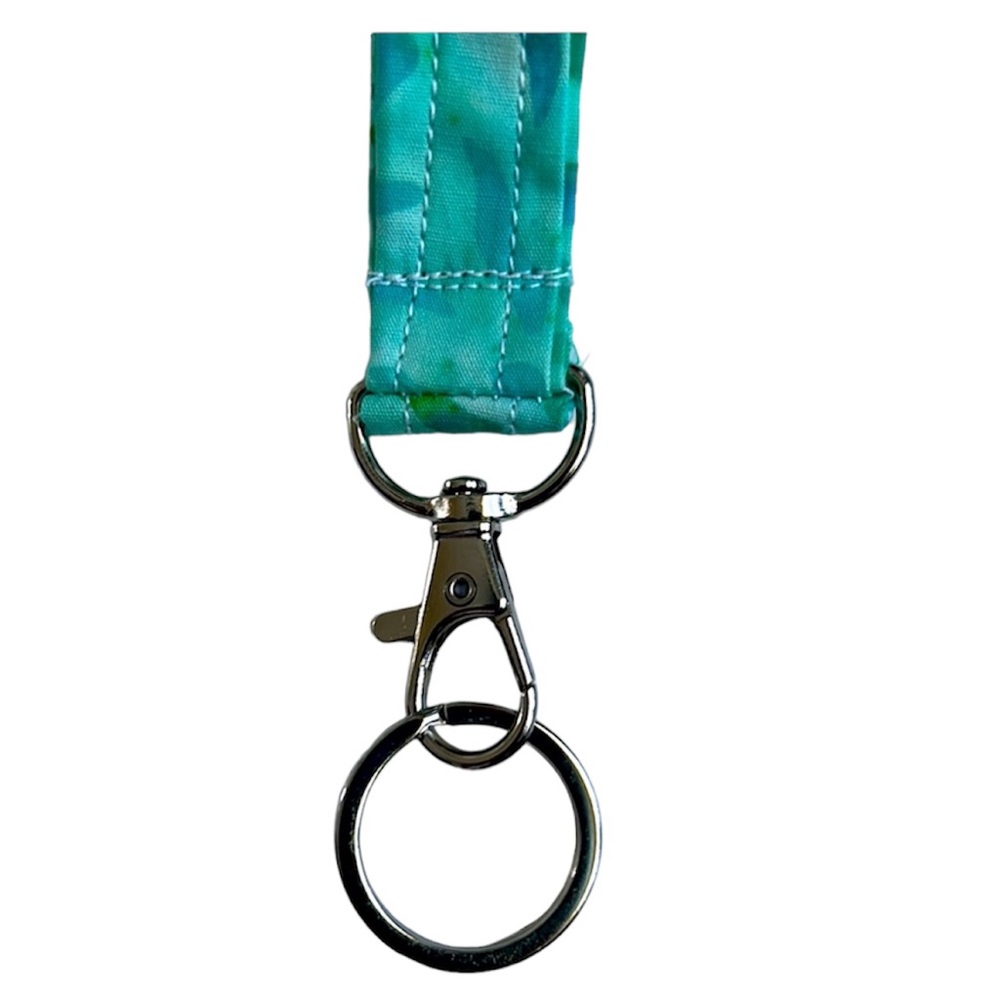 HAND CRAFTED Colorful Teal Fabric Wristlet Carrying Key Ring Accessory NWOT - Picture 8 of 10